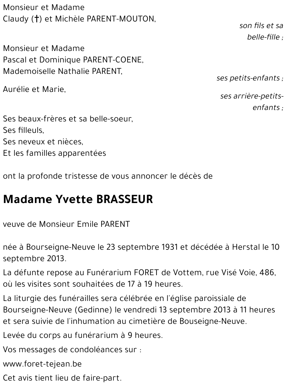 Yvette BRASSEUR