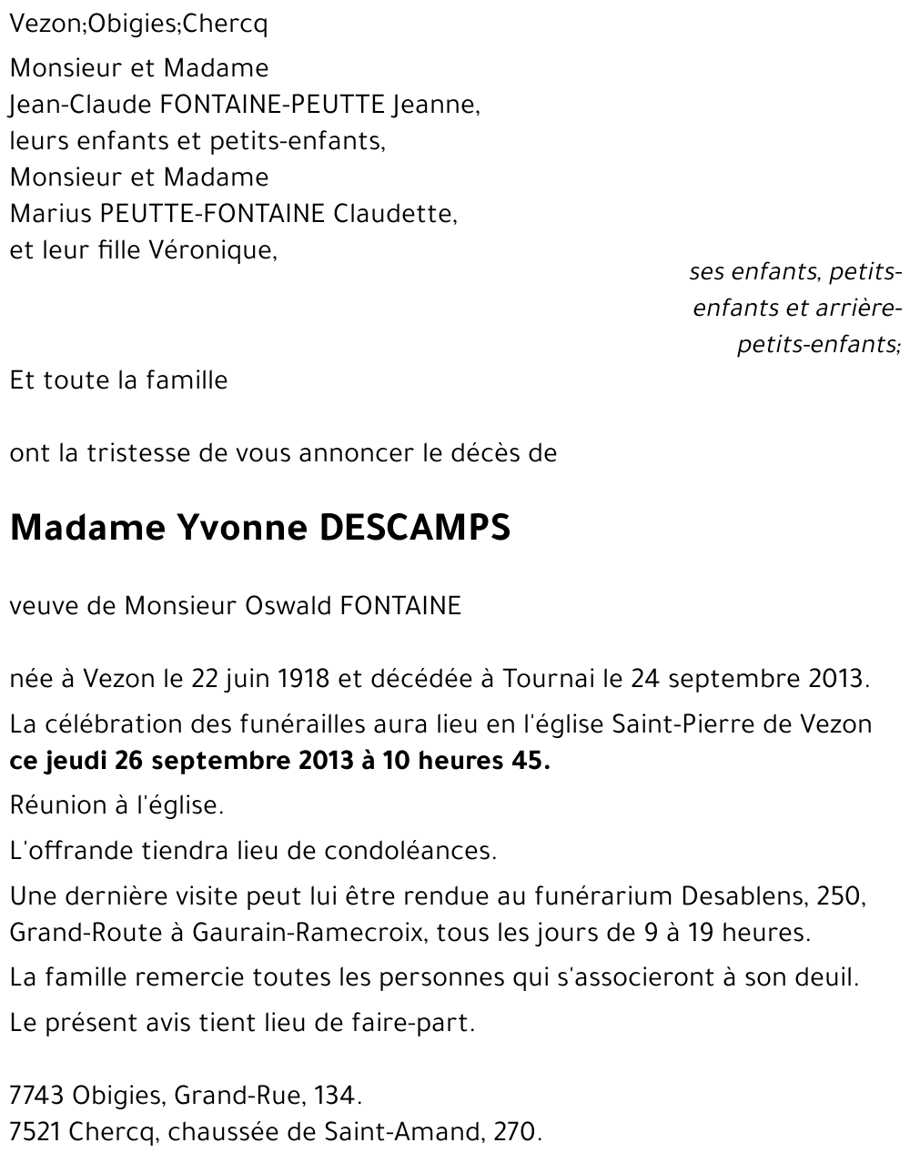 Yvonne DESCAMPS