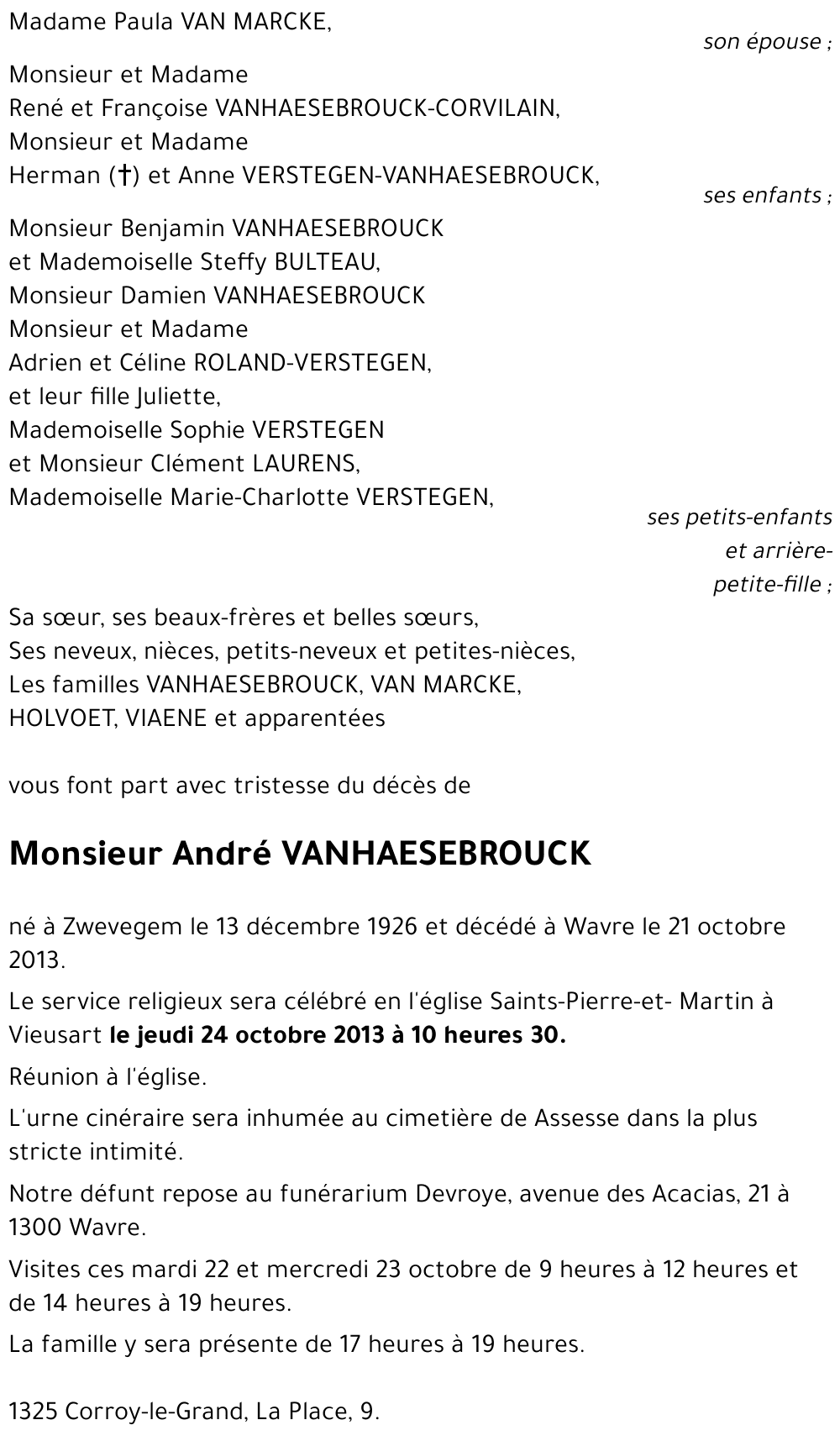 André VANHAESEBROUCK