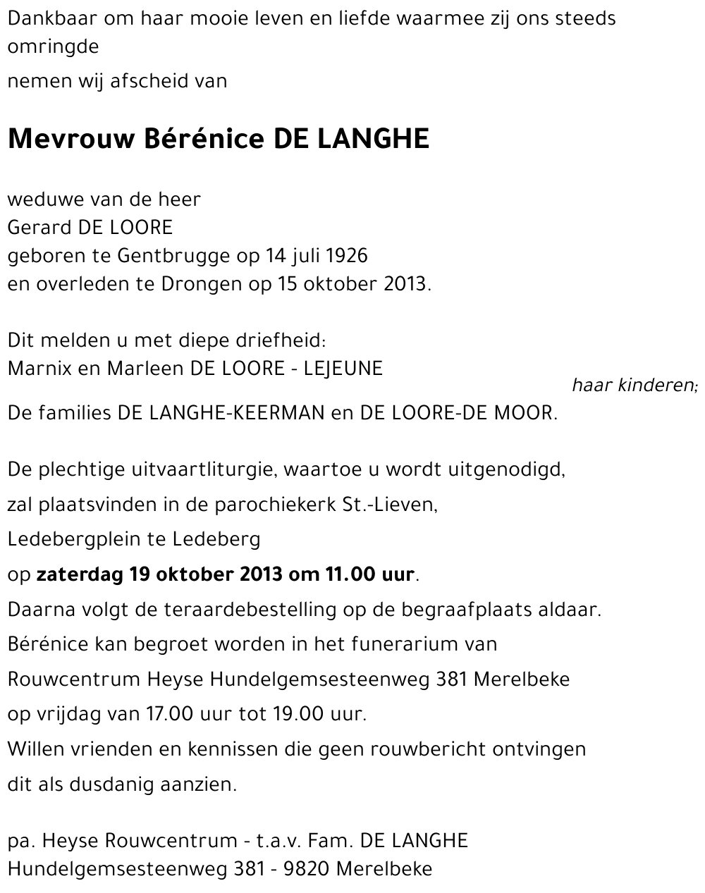 Bérénice DE LANGHE