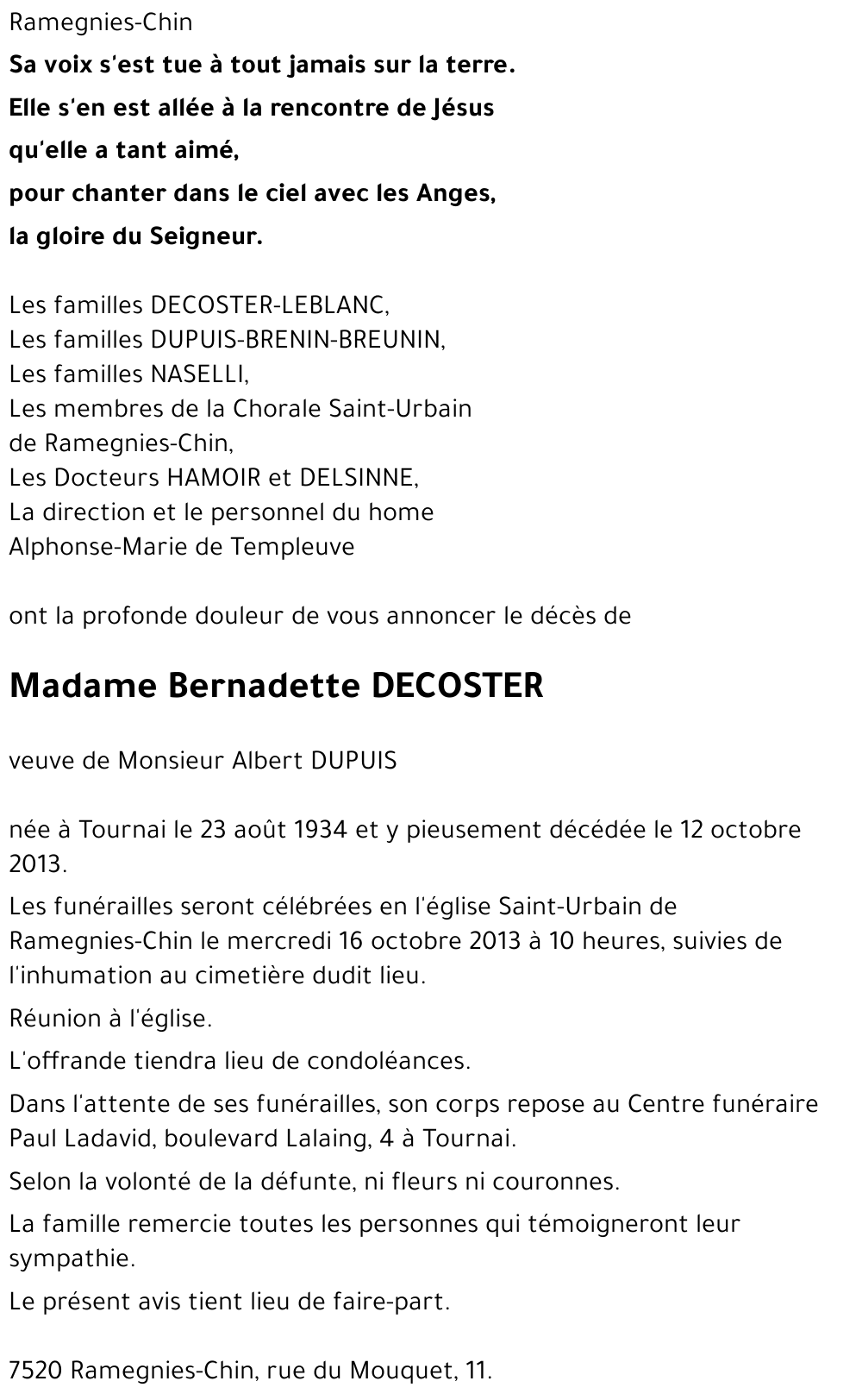 Bernadette DECOSTER