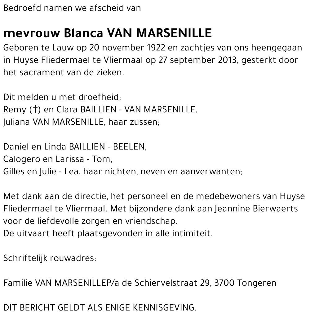 Blanca VAN MARSENILLE