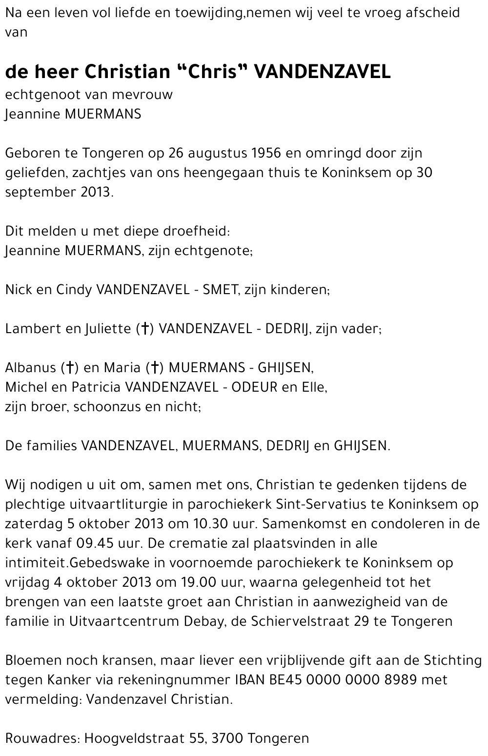 Christian VANDENZAVEL