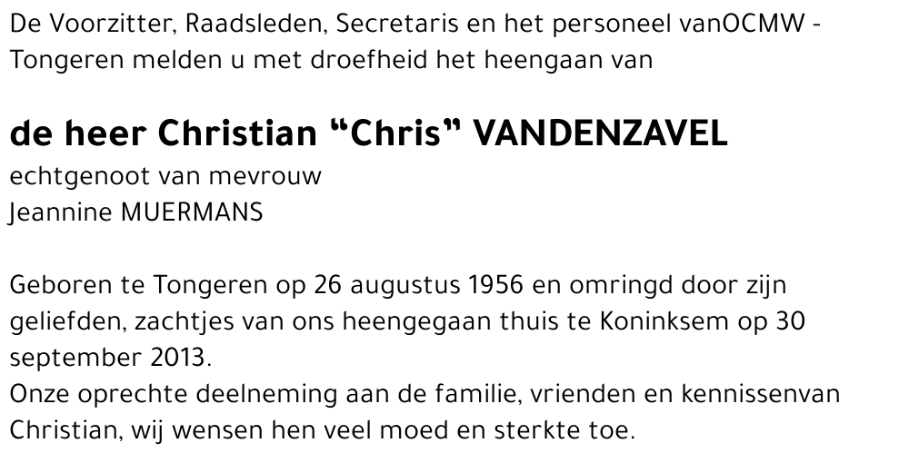 Christian VANDENZAVEL