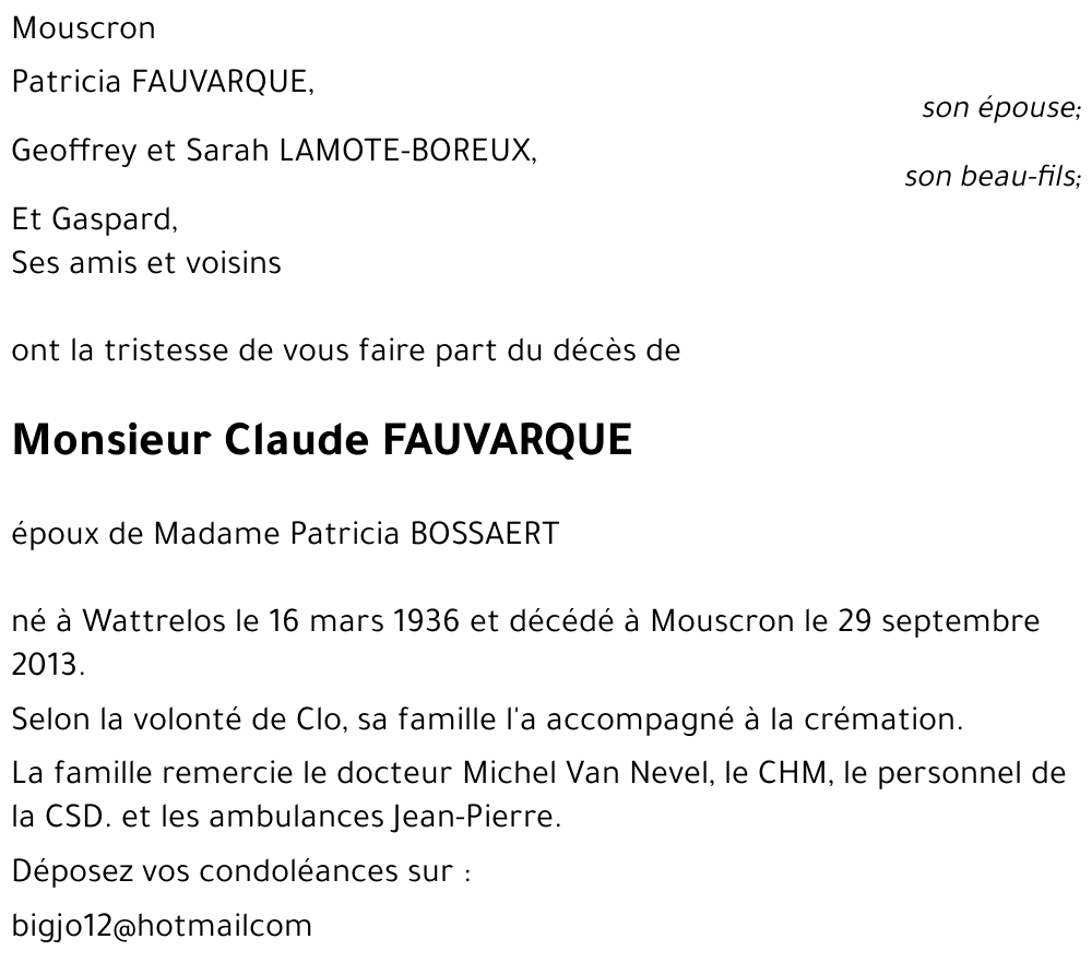 Claude FAUVARQUE