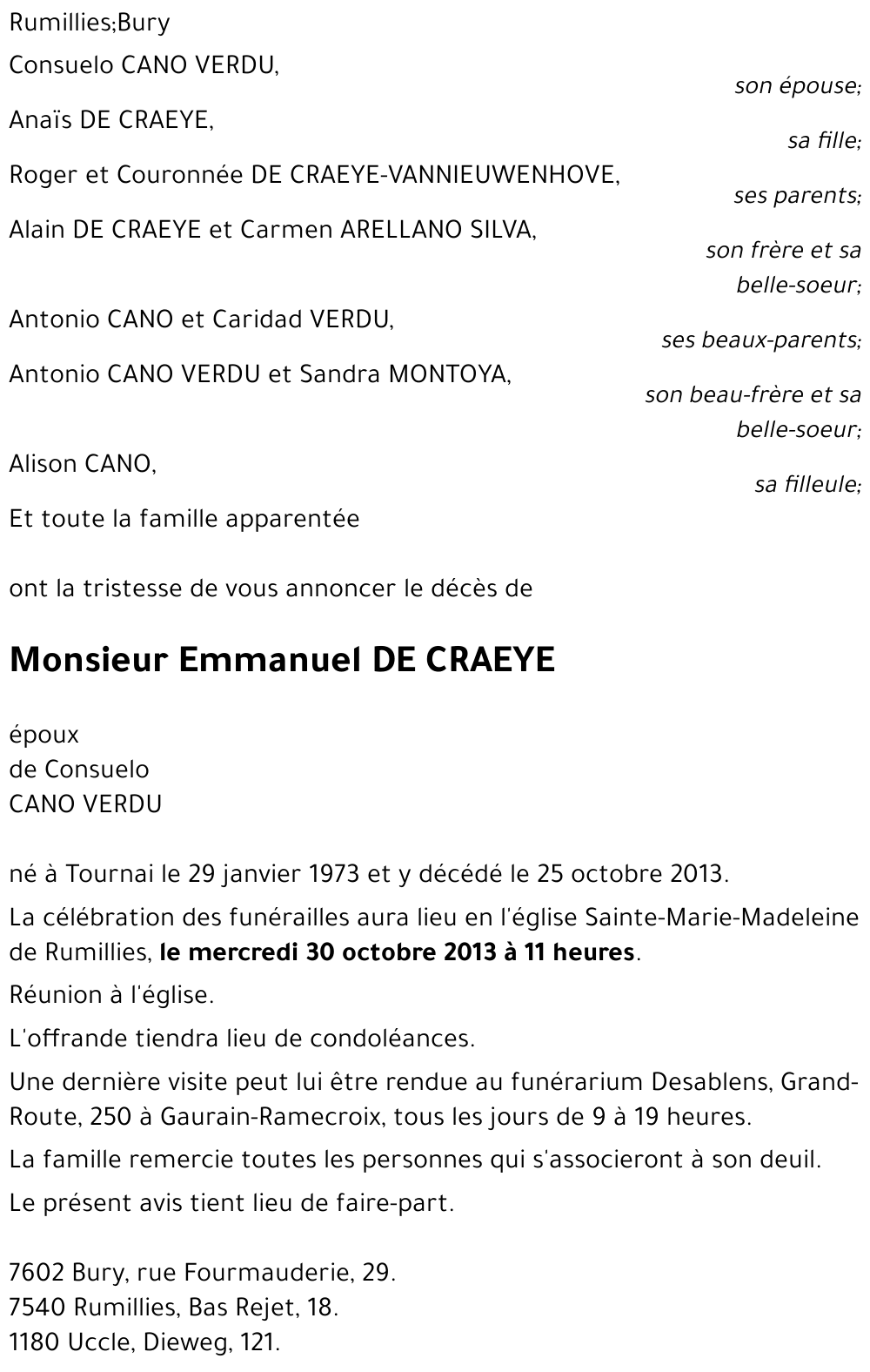 Emmanuel DE CRAEYE