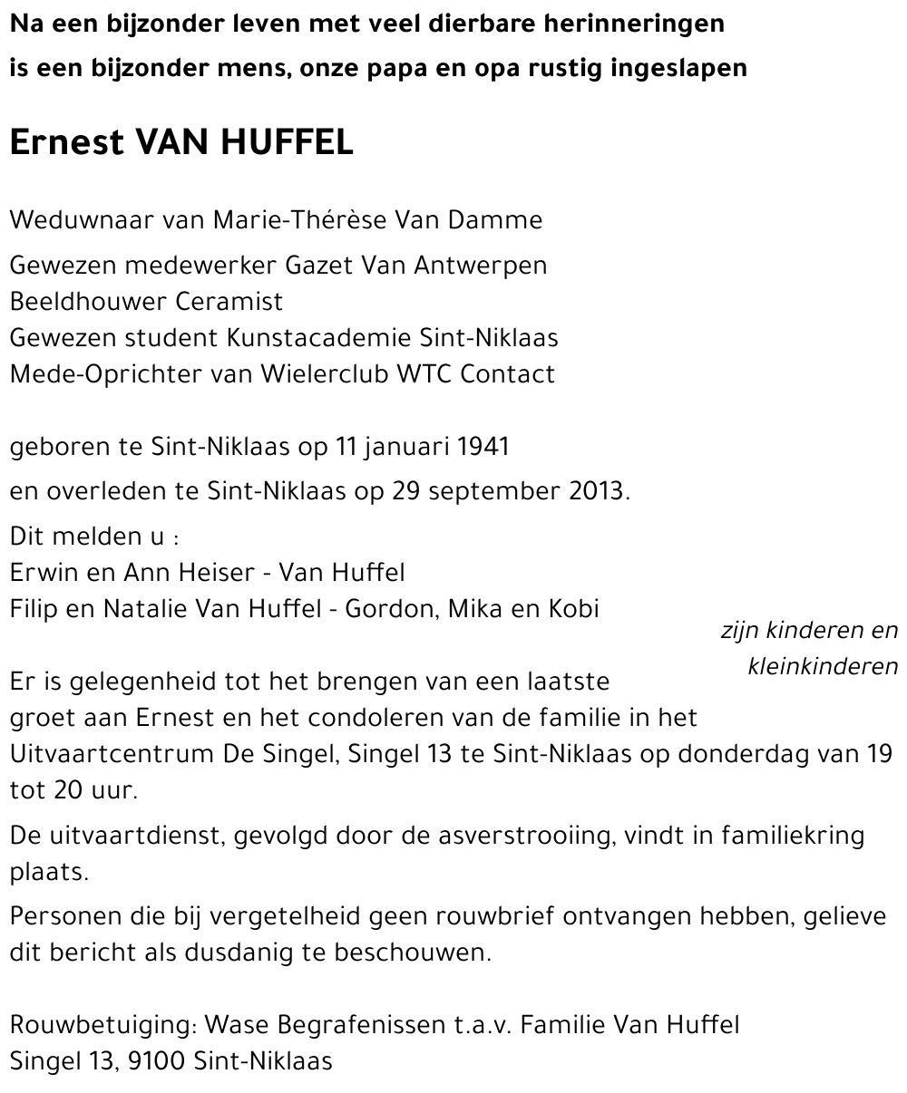 Ernest VAN HUFFEL