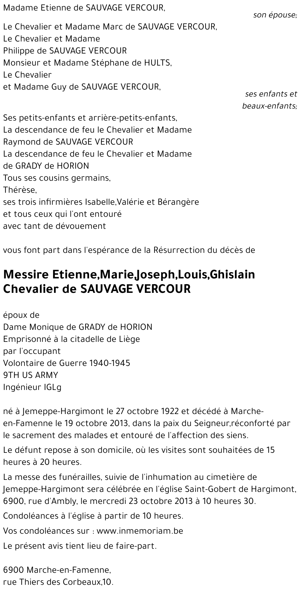 Etienne de SAUVAGE VERCOUR