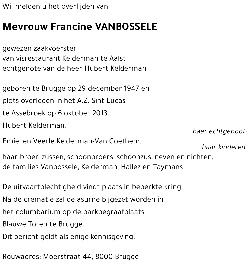 Francine VANBOSSELE