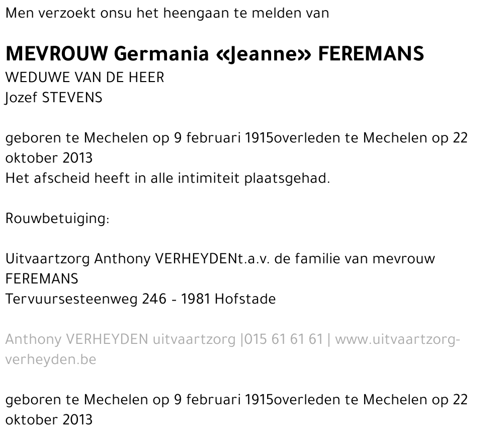 Germania «Jeanne» Feremans