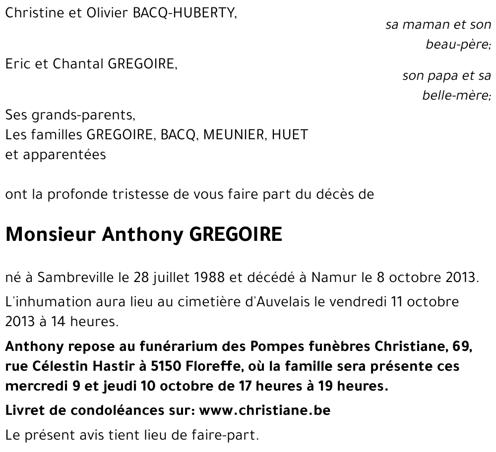GREGOIRE Anthony