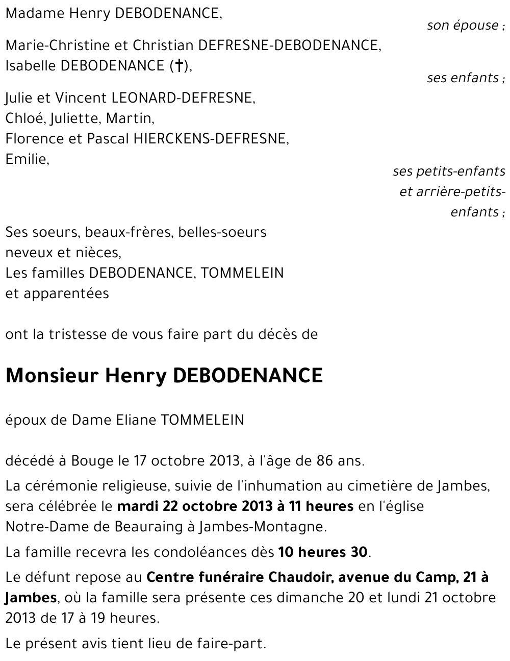 Henry DEBODENANCE