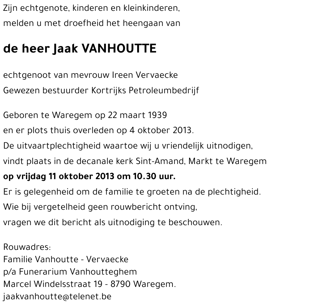 Jaak VANHOUTTE