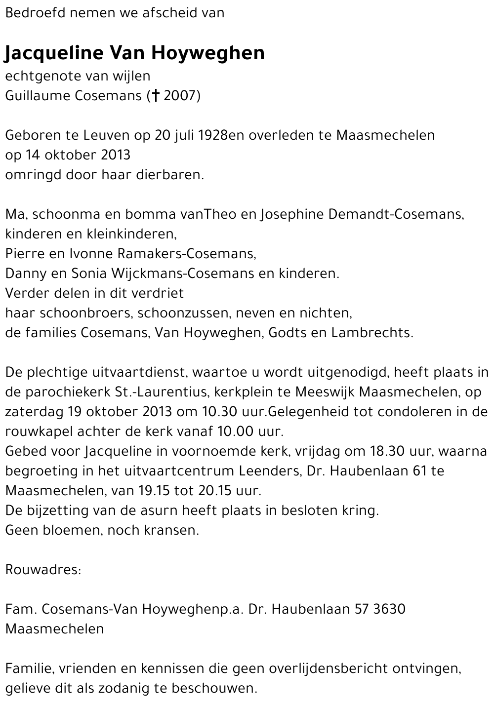 Jacqueline Van Hoyweghen