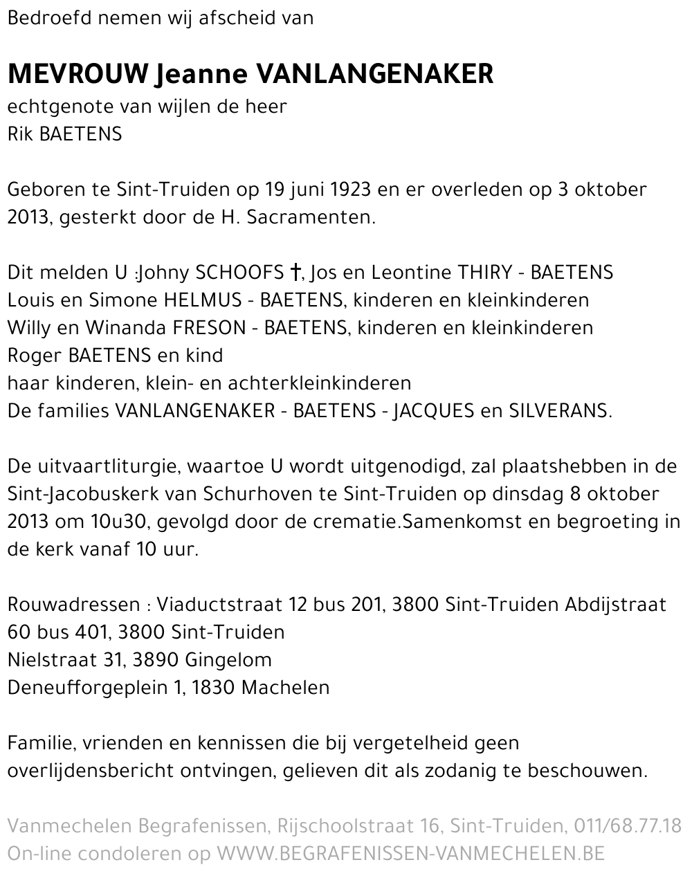 Jeanne Vanlangenaker