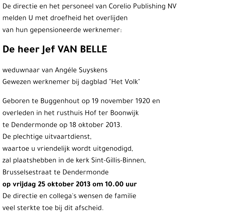 Jef VAN BELLE