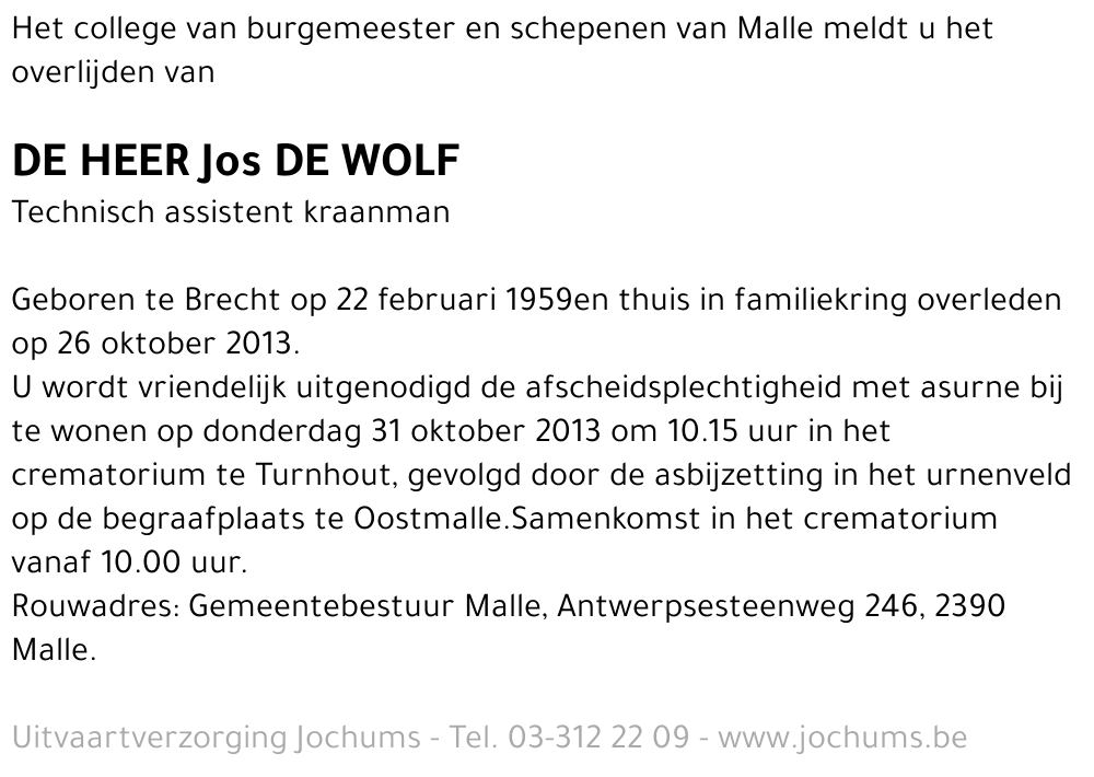 Jos De Wolf