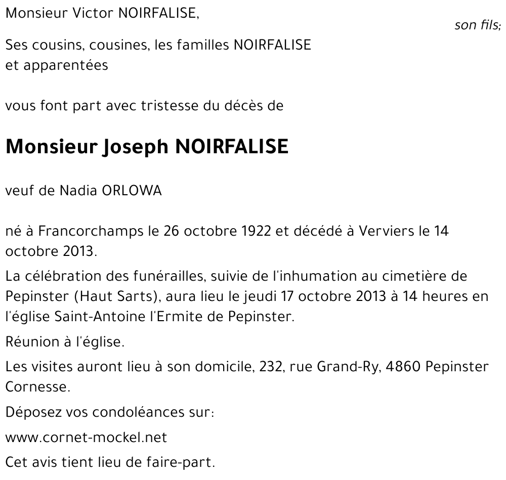 Joseph NOIRFALISE