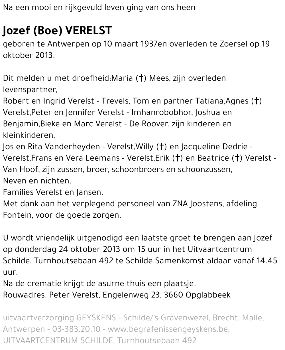 Jozef (Boe) Verelst