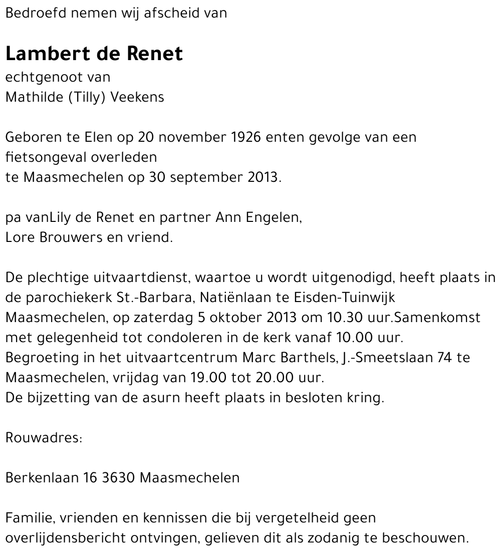 Lambert de Renet