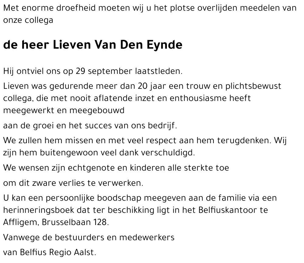 Lieven VAN DEN EYNDE