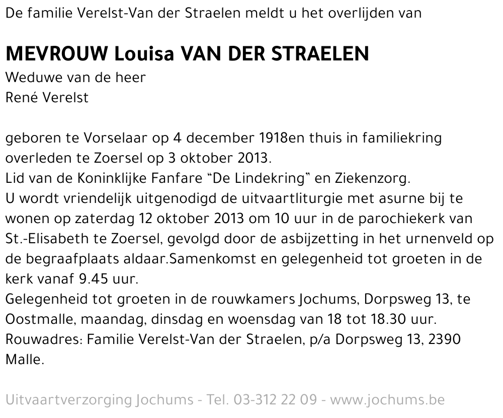 Louisa Van der Straelen