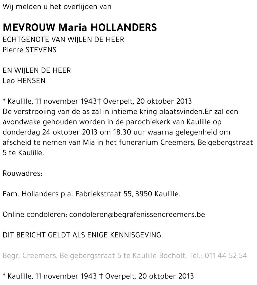 Maria Hollanders