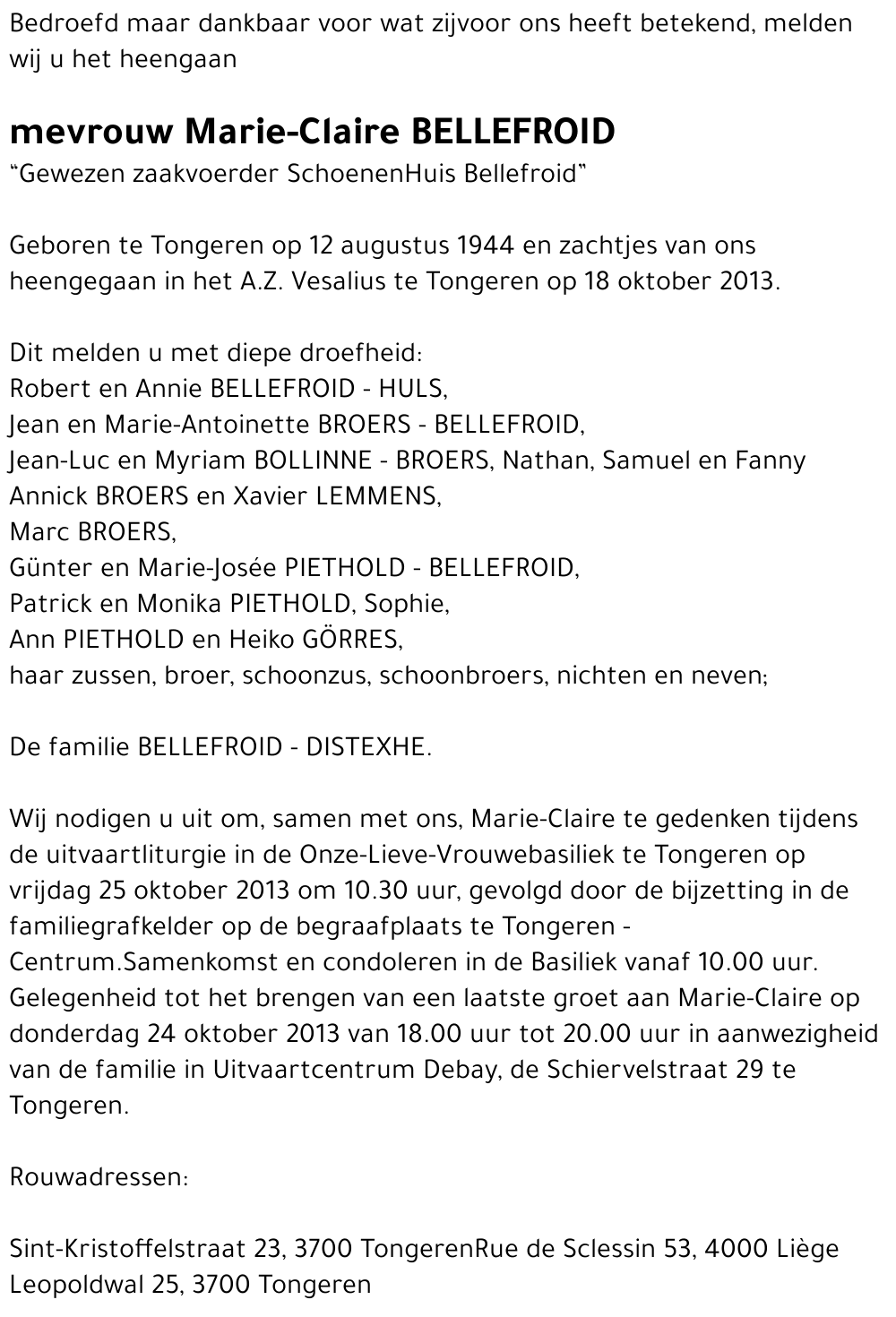 Marie-Claire BELLEFROID