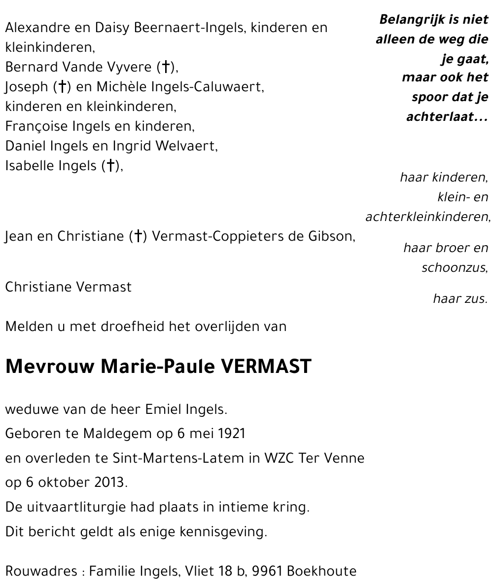 Marie-Paule VERMAST