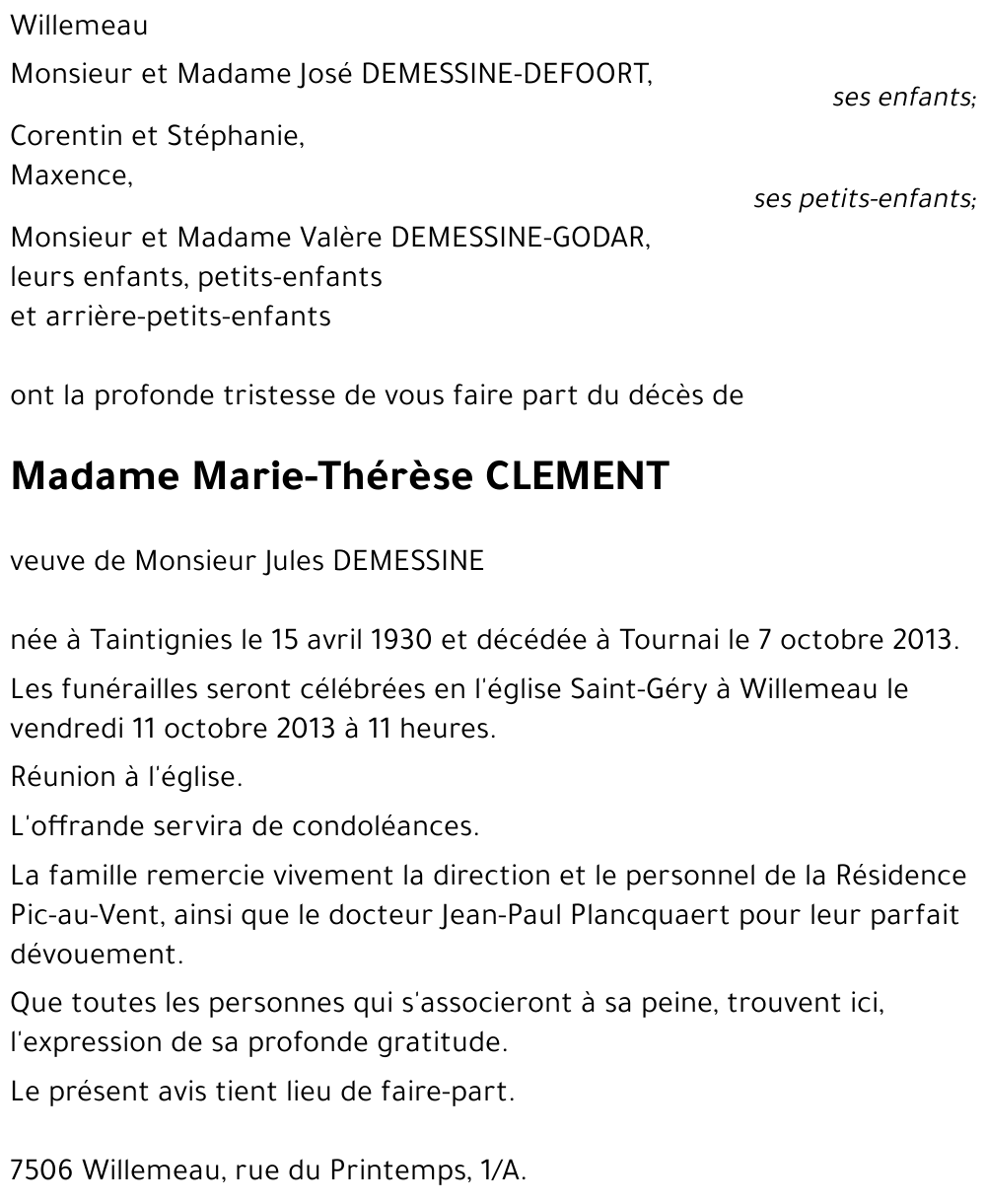 Marie-Thérèse CLEMENT