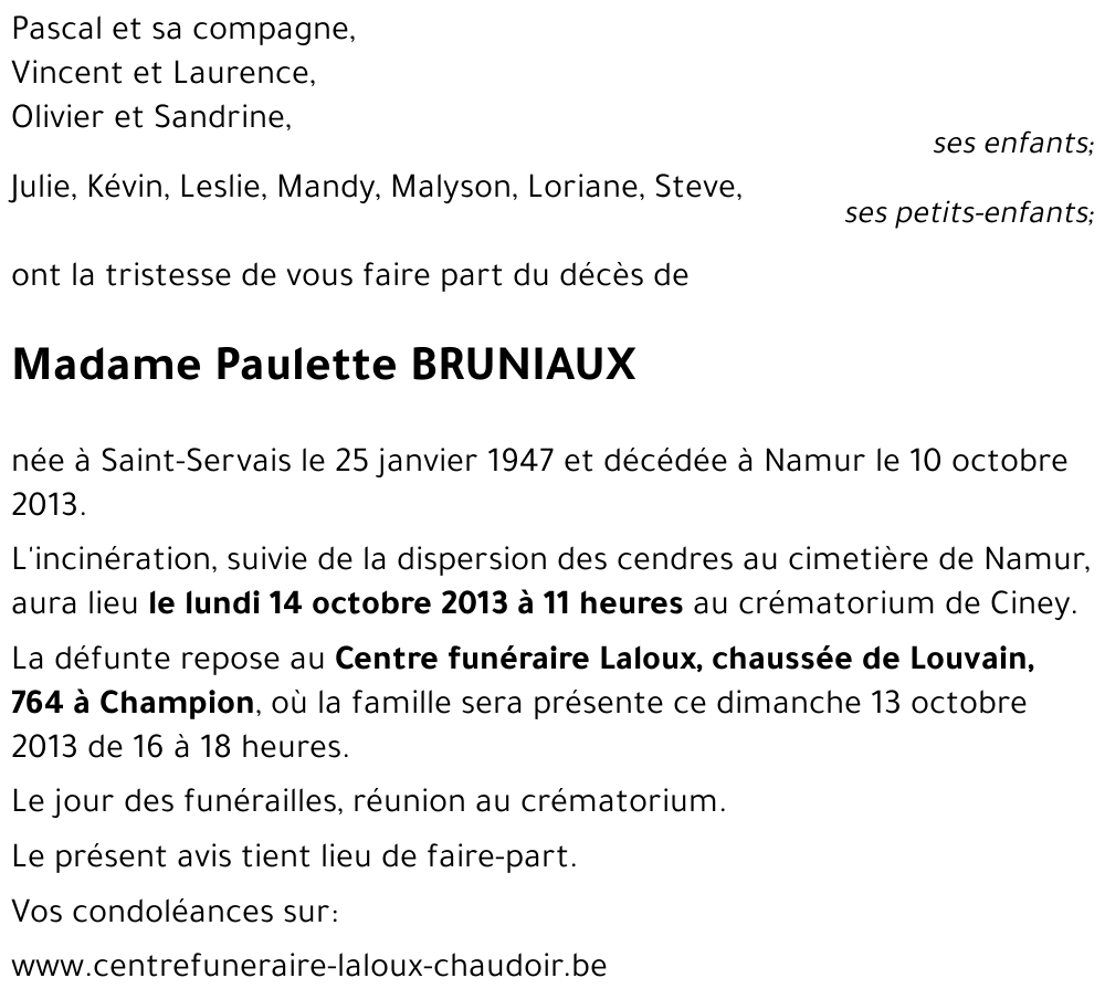 Paulette BRUNIAUX