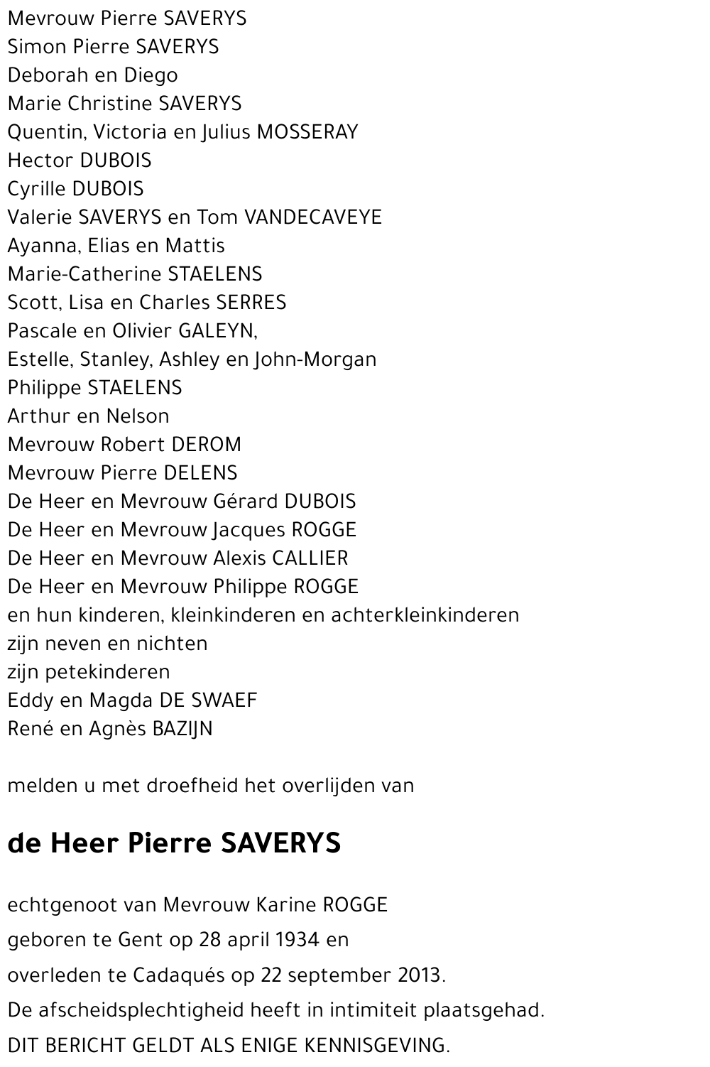 Pierre SAVERYS