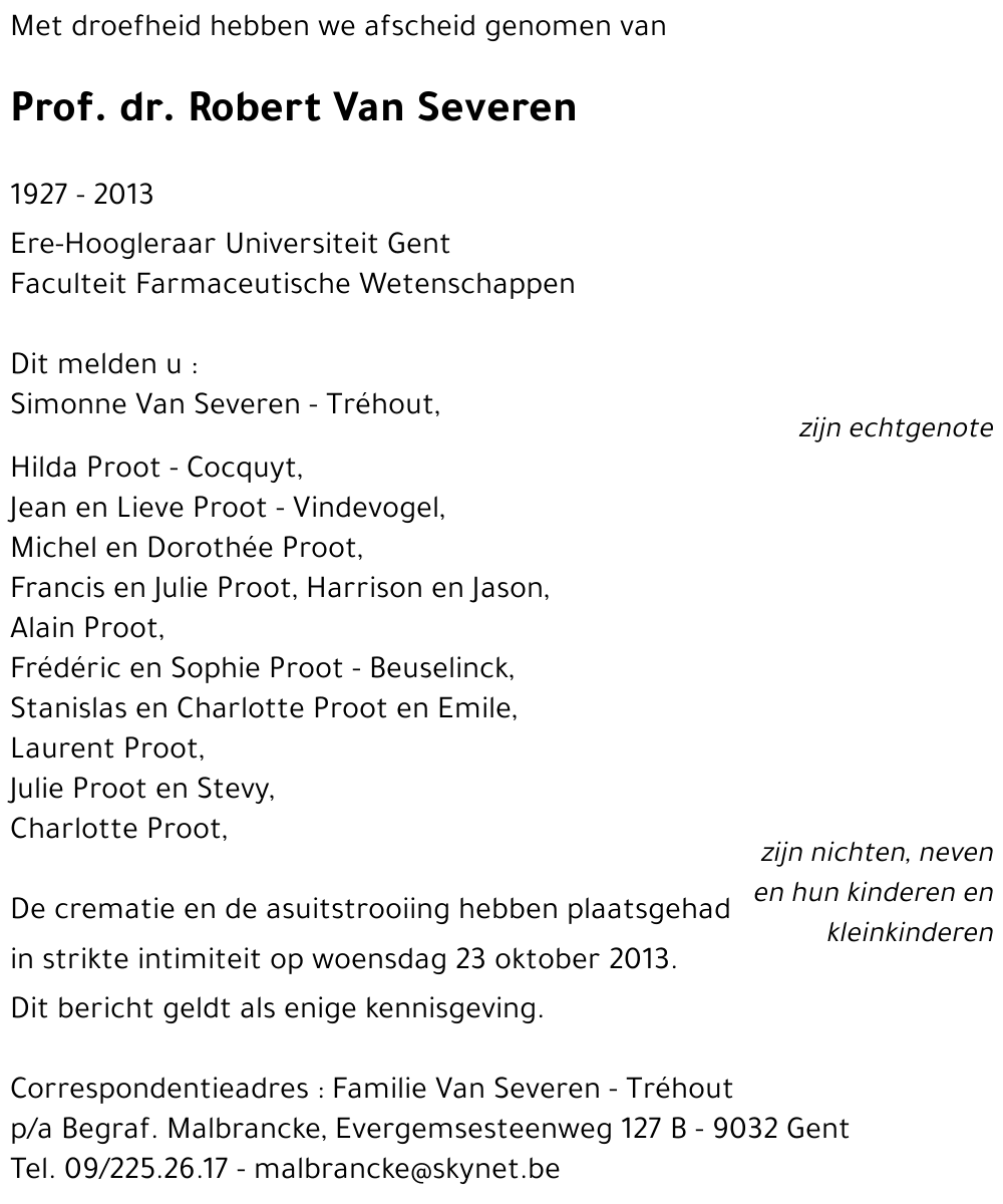Prof. dr. Robert Van Severen
