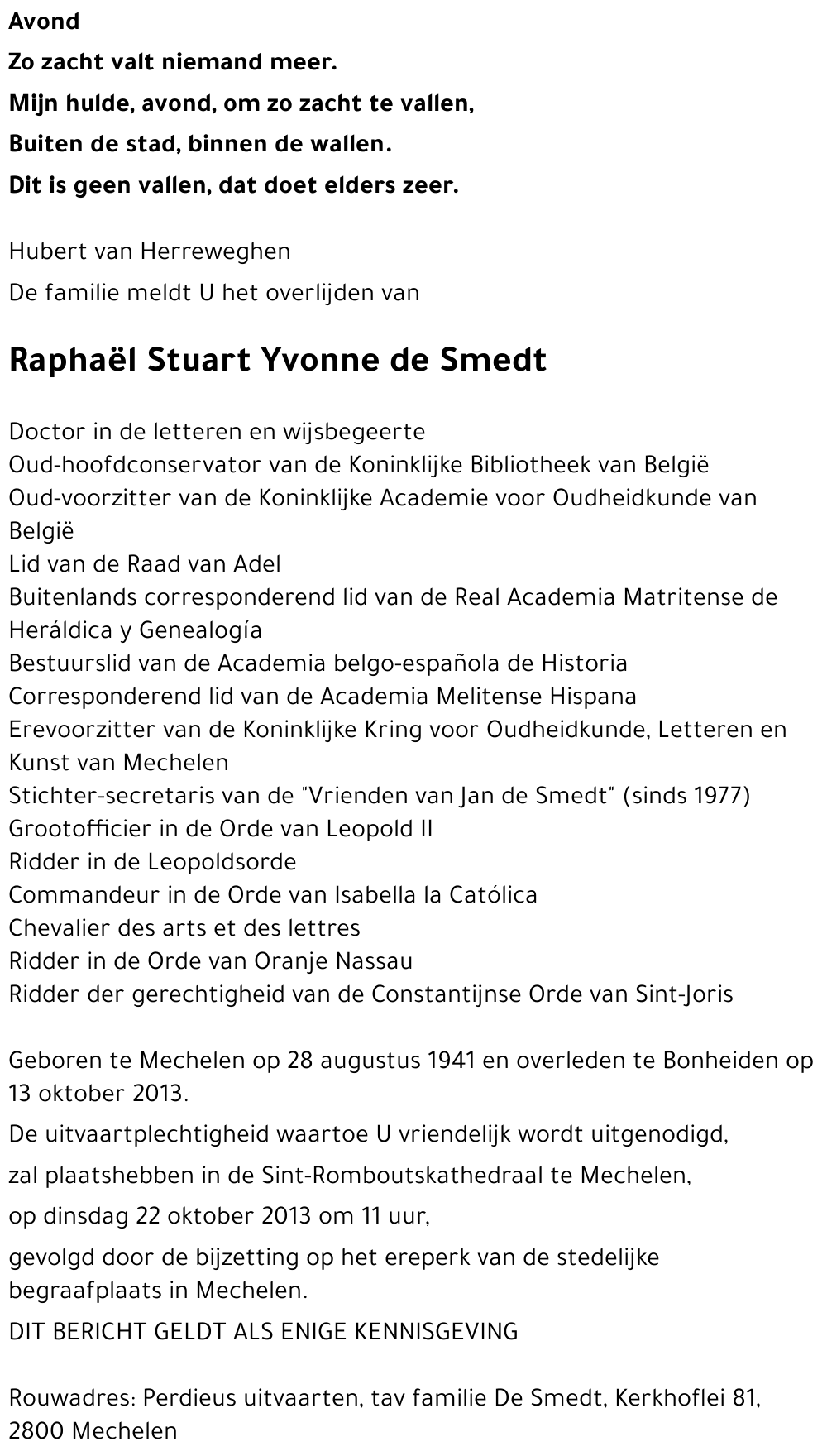 Raphaël Stuart Yvonne de Smedt