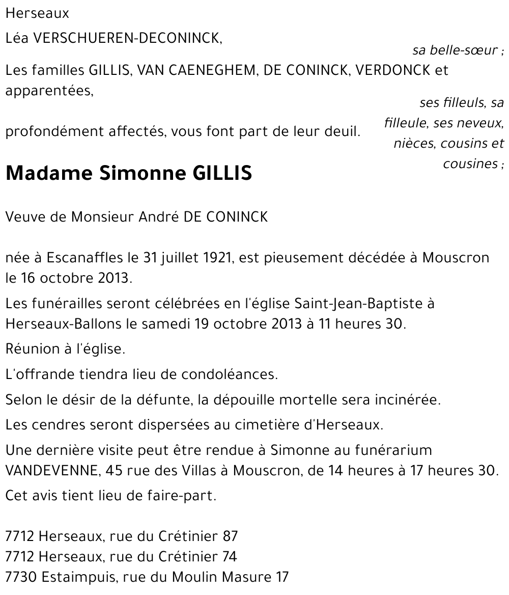 Simonne GILLIS