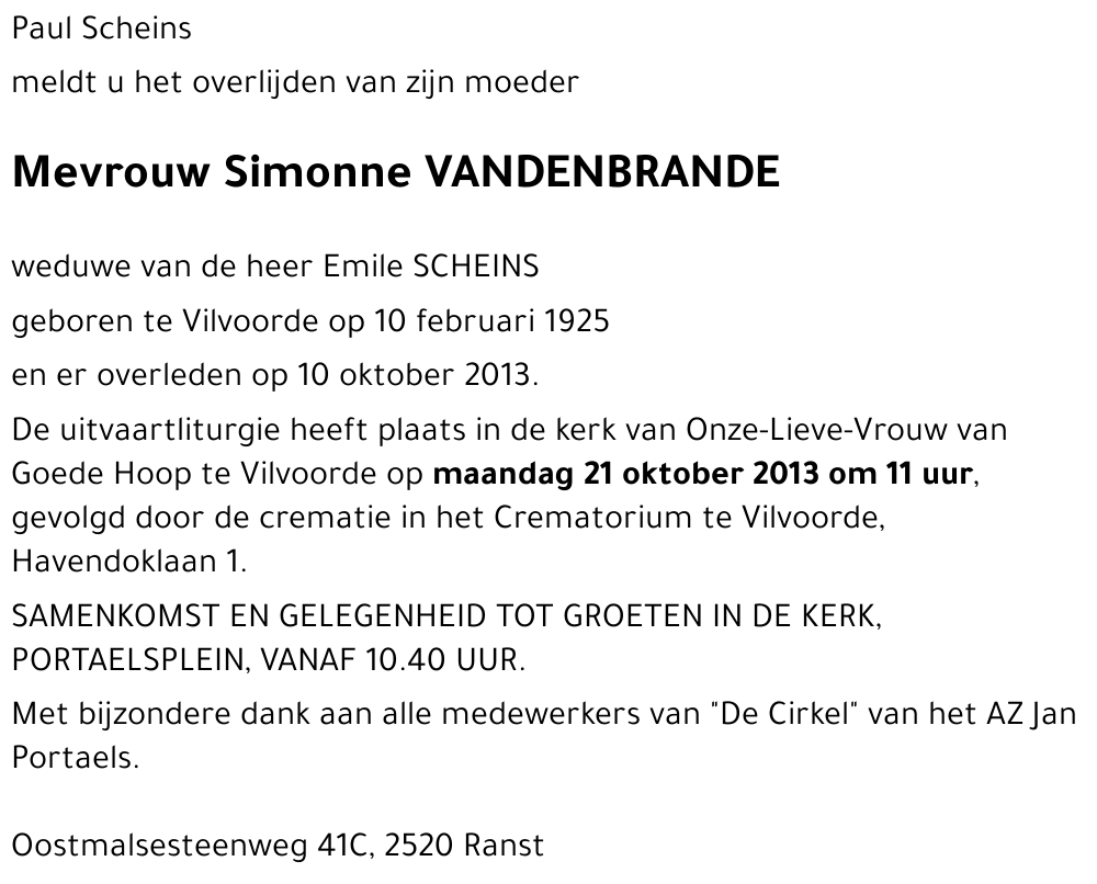 Simonne VANDENBRANDE