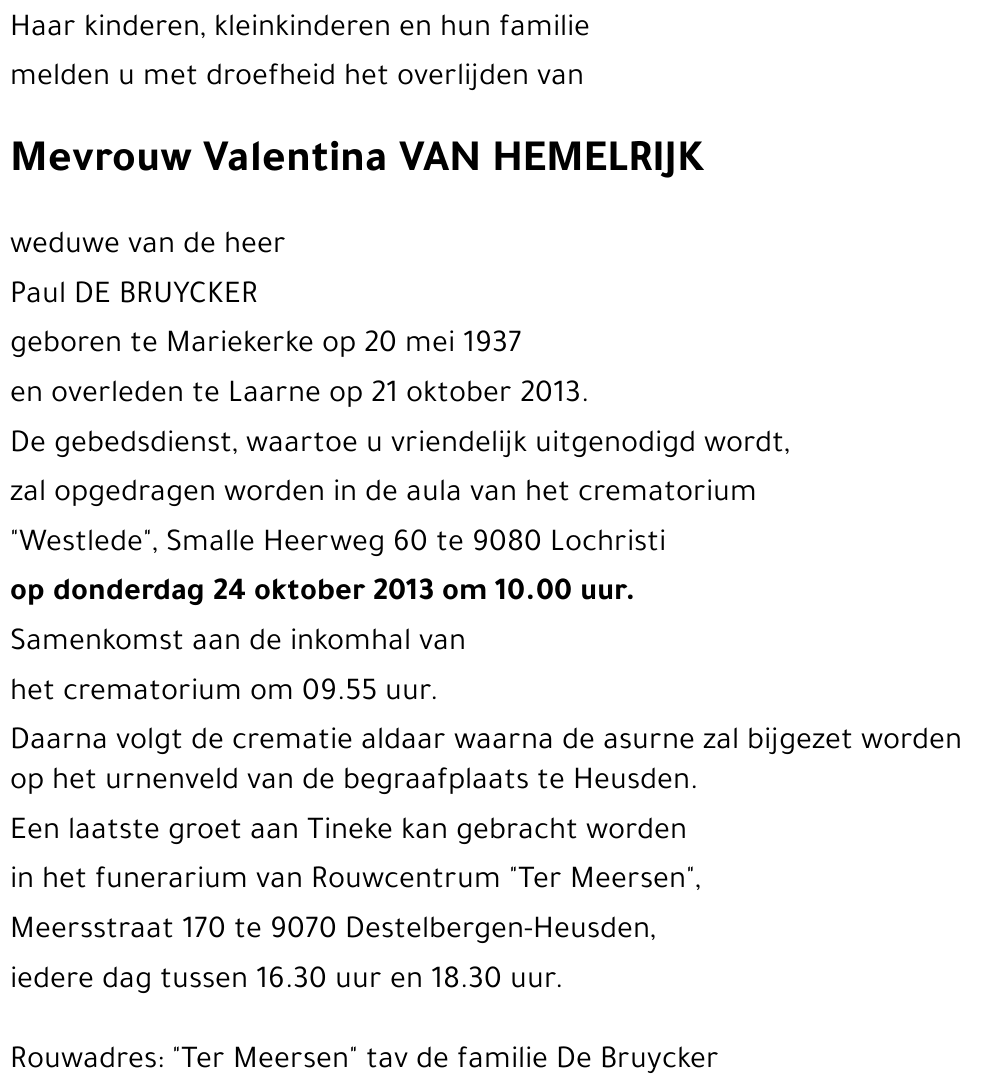 Valentina VAN HEMELRIJK