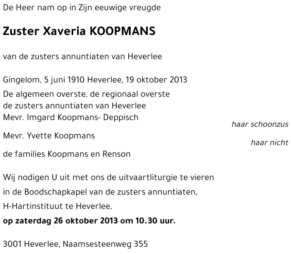 Xaveria KOOPMANS