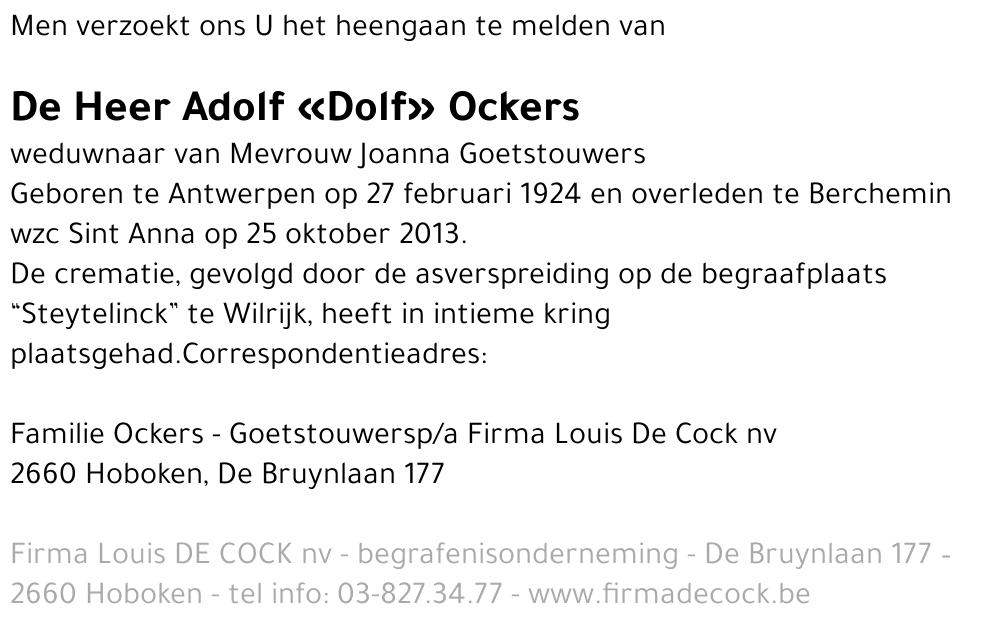 Adolf «Dolf» OCKERS