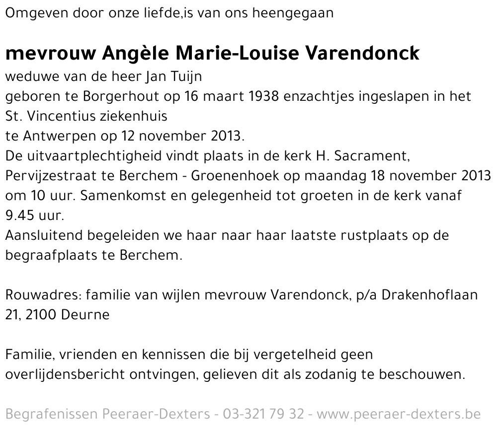 Angèle Marie-Louise Varendonck