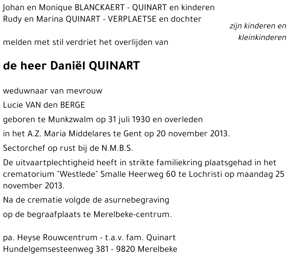 Daniël QUINART