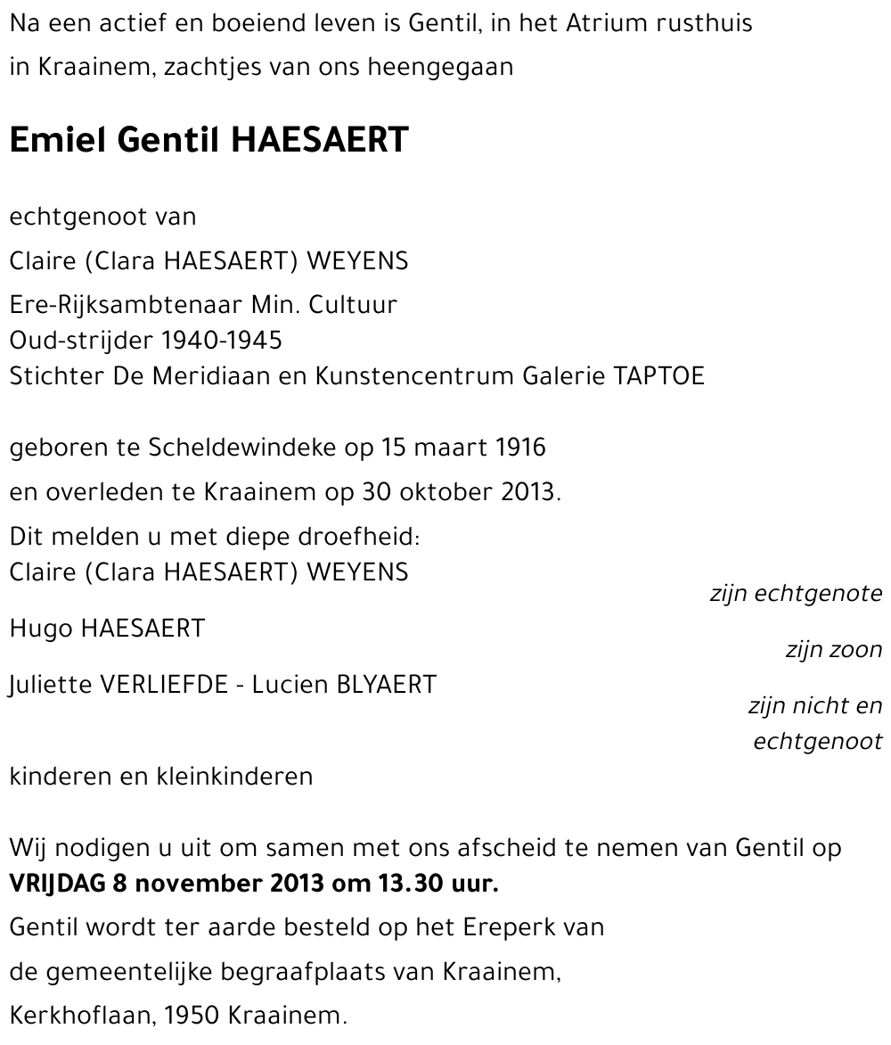 Emiel Gentil HAESAERT