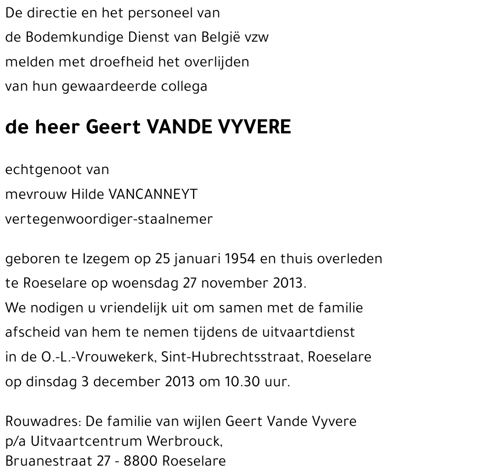 Geert VANDE VYVERE