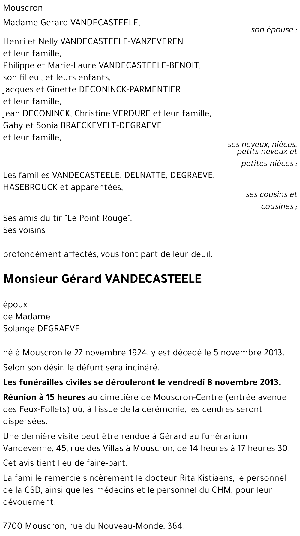 Gérard VANDECASTEELE