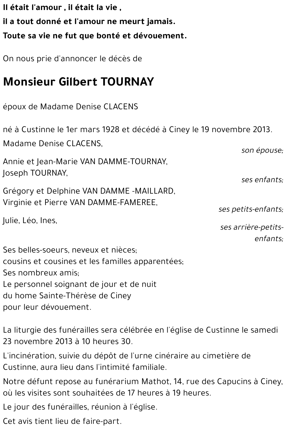 GILBERT TOURNAY