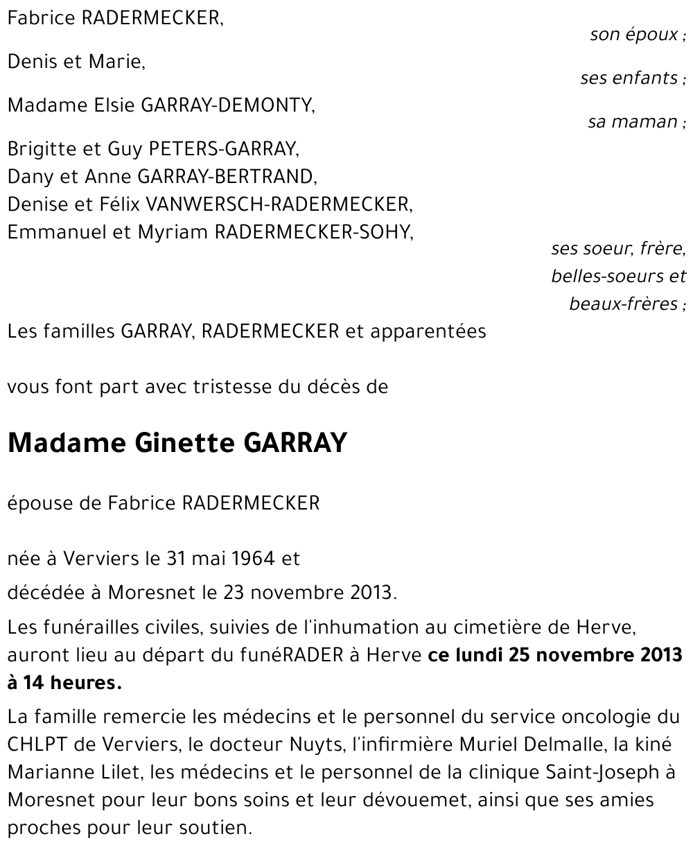 Ginette GARRAY