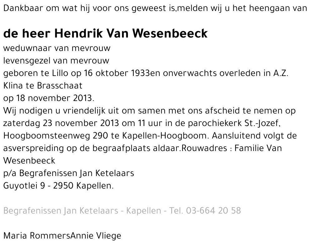 Hendrik Van Wesenbeeck