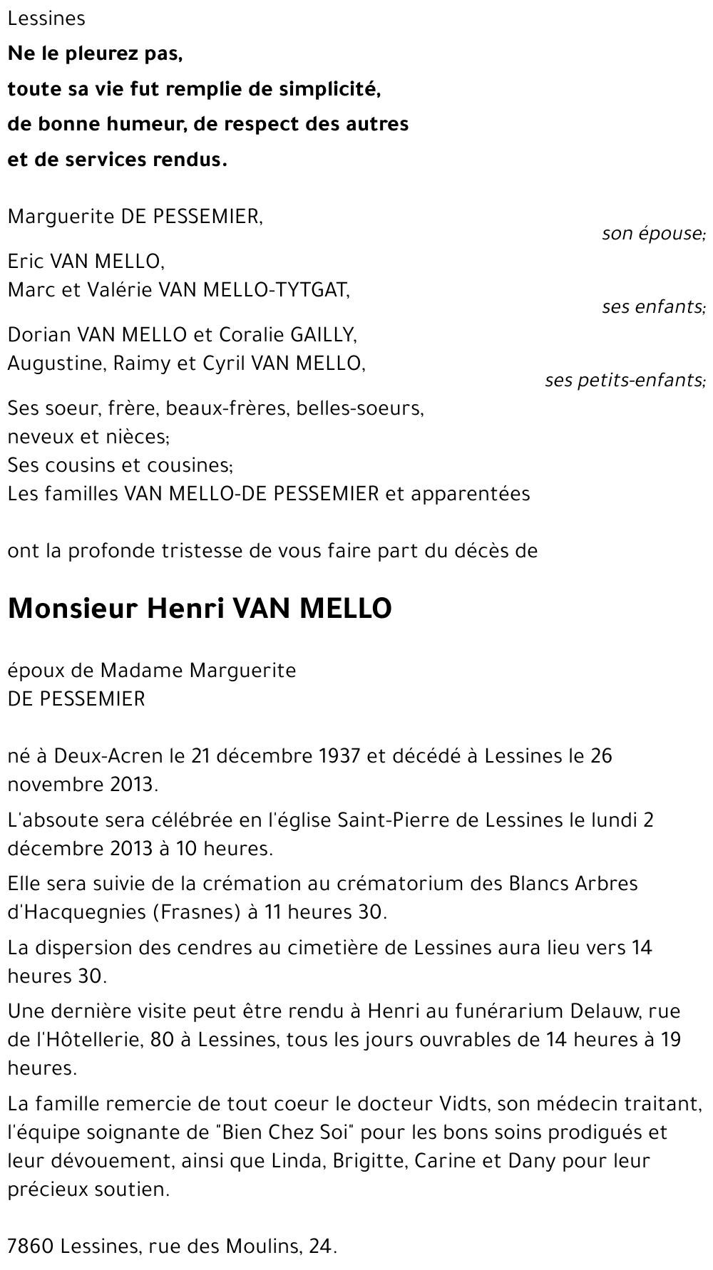 Henri VAN MELLO