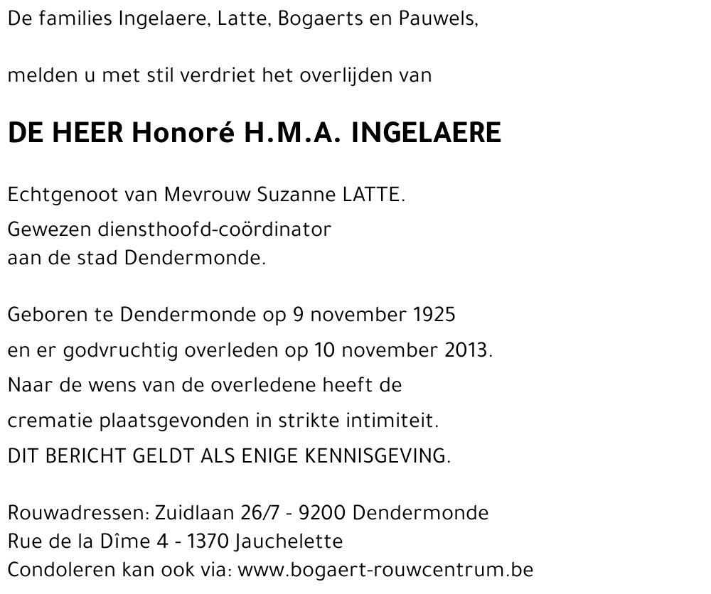 Honoré H.M.A. INGELAERE