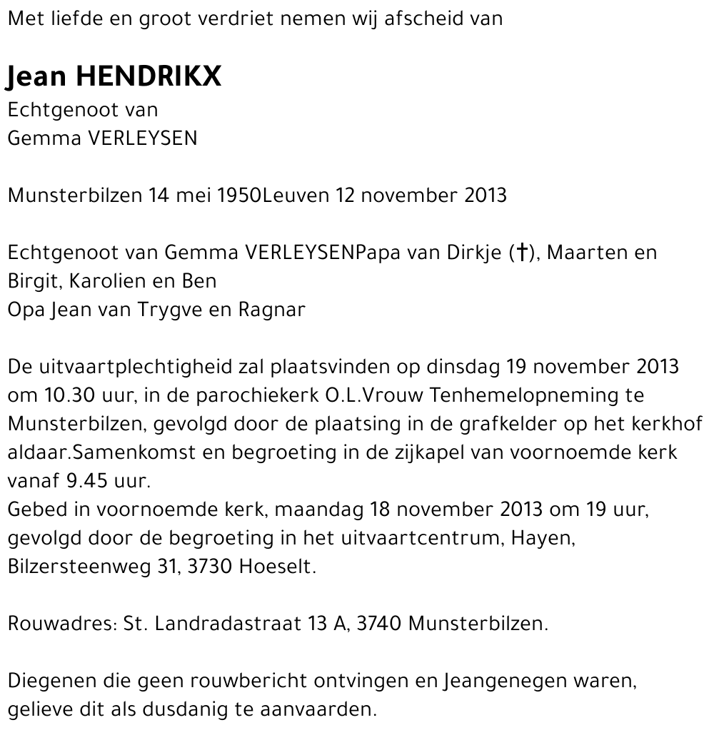 Jean HENDRIKX